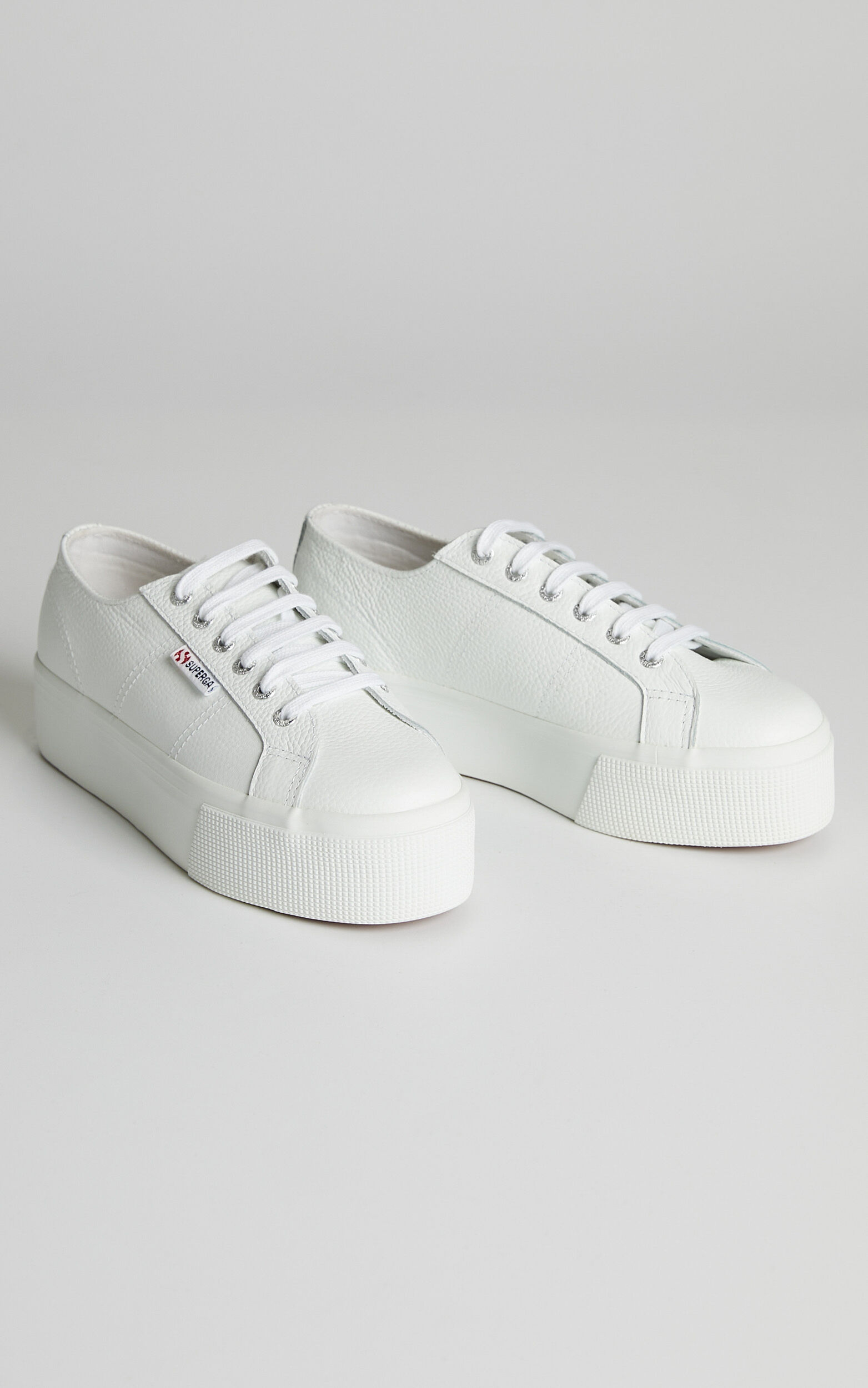 Superga - 2790 Tumbled Leather Sneakers in White | Showpo