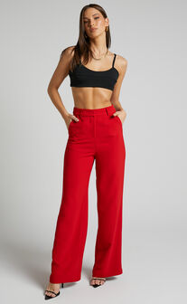 High-waisted Red Pants Elegant Palazzo Pants. Wide Leg Pants, Pants Skirt, Elegant  Trousers, Trousers With Pockets, Evening Pants 