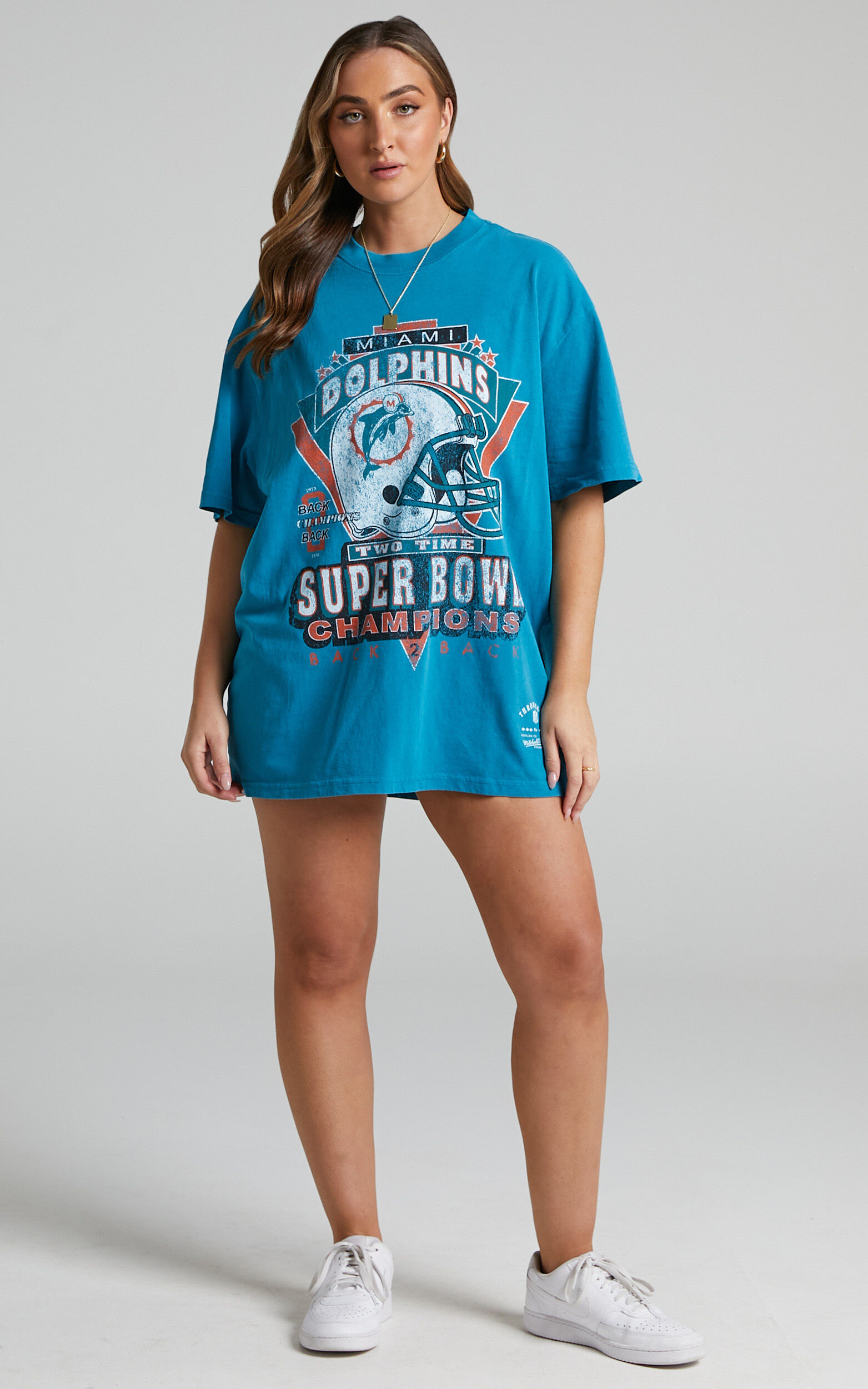 Mitchell & Ness - Miami Dolphins Vintage Super Bowl Tee in Faded Teal