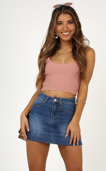 Lost In Space Denim Skirt In Mid Wash Showpo 5305