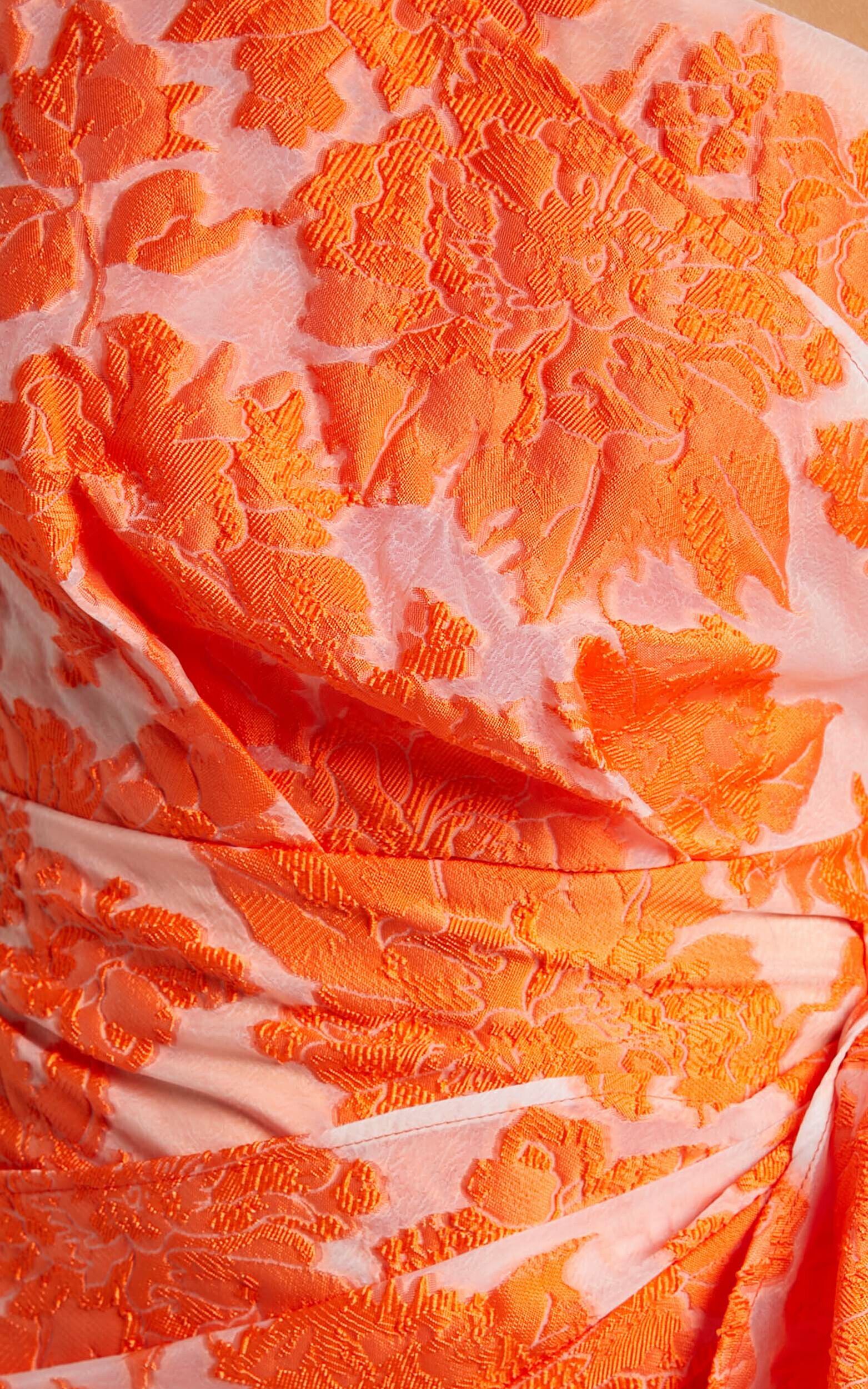 Brailey One Shoulder Wrap Front Mini Dress In Orange Jacquard Showpo 
