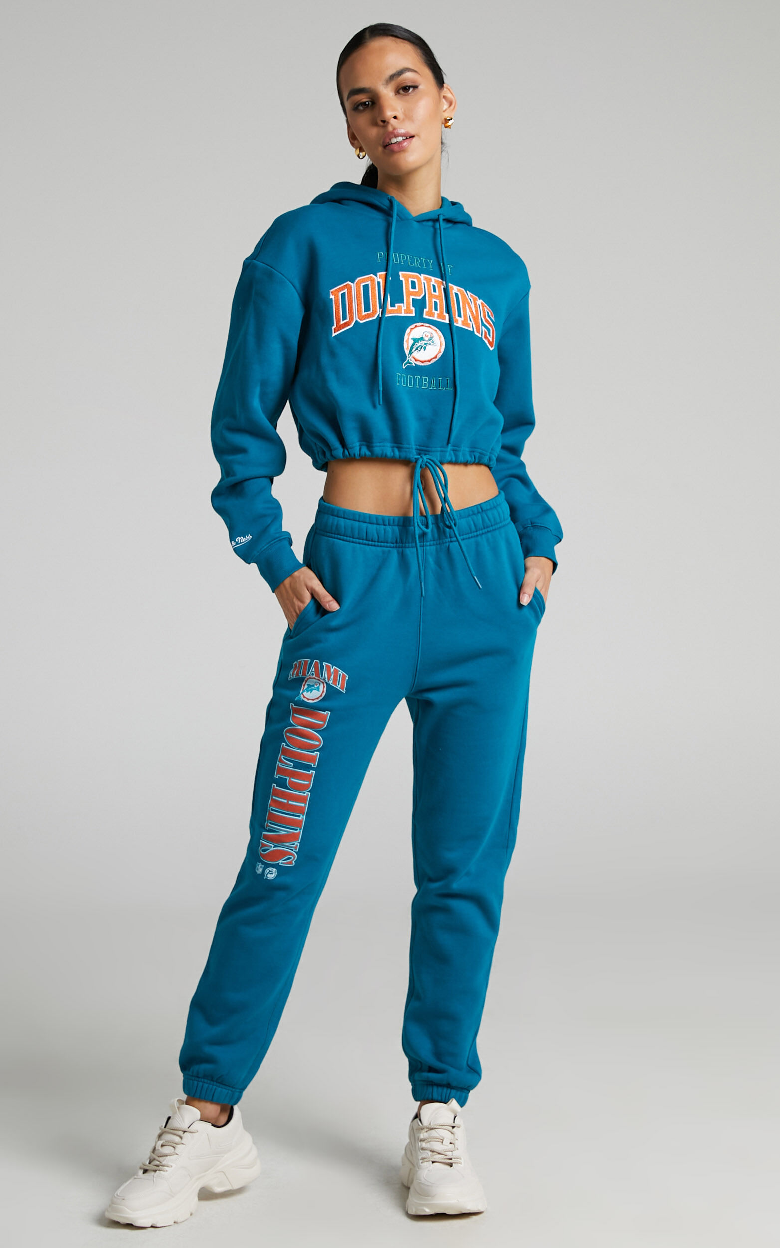 Mitchell & Ness - Miami Dolphins Vintage Arch Crop Hoodie in Faded