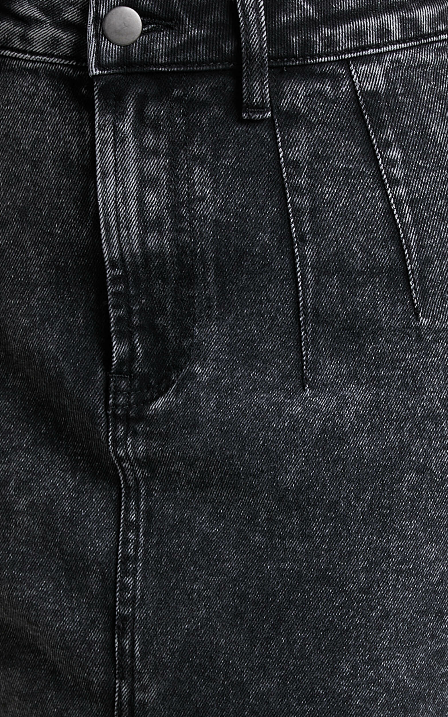 Janeve Midi Front Split Denim Skirt in Black Acid Wash | Showpo USA