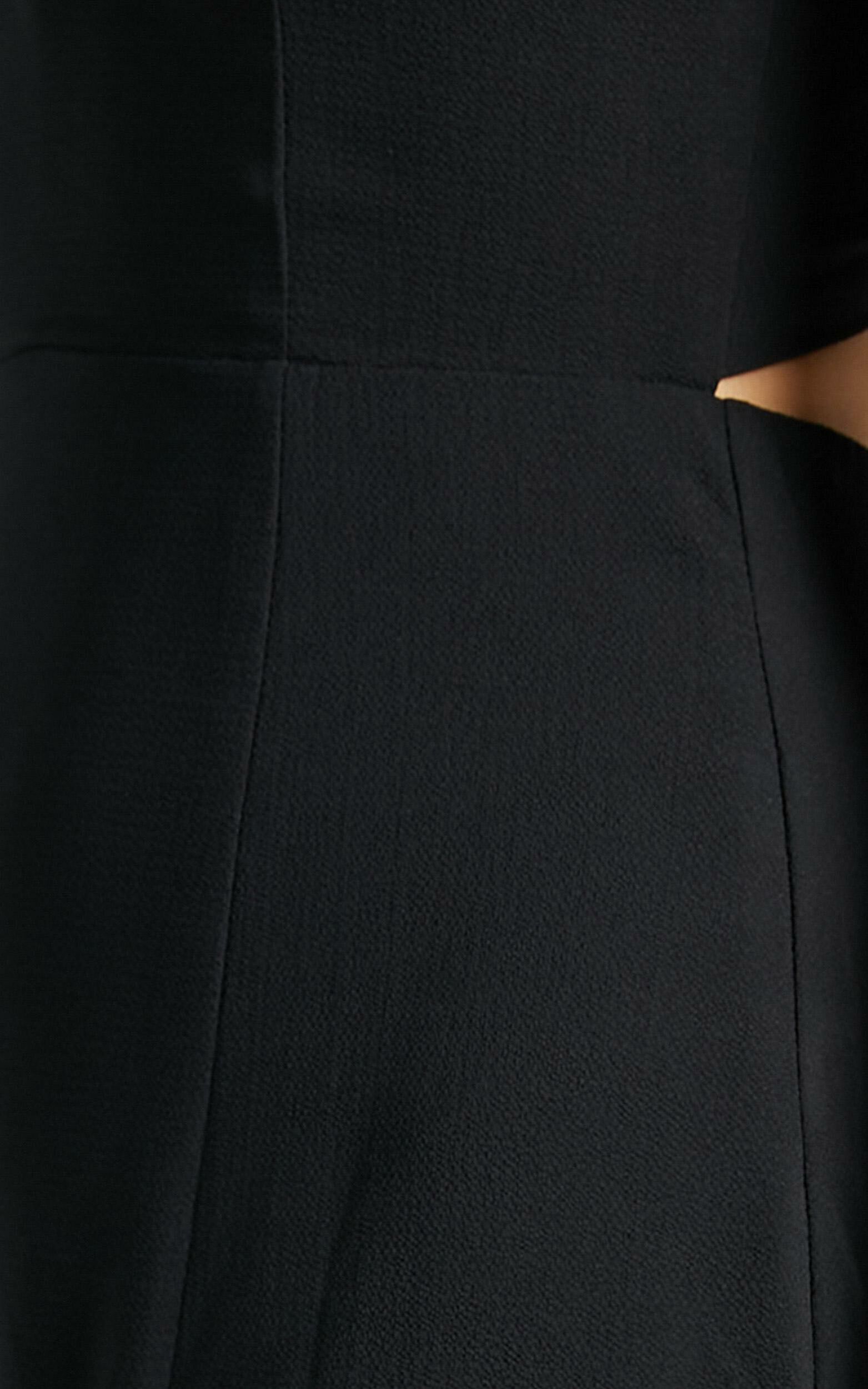 More Than This Midi Dress - Ruffle Strap Thigh Split Dress in Black ...