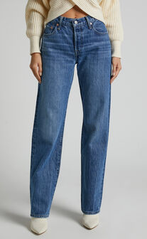 Showpo | Malcolm Jeans - Mid Rise Contrast Stitch Flared Denim Jeans in White Denim