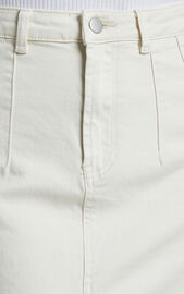 Janeve Midi Skirt - Front Split Denim Skirt in Ecru | Showpo USA