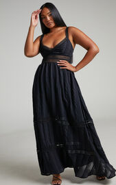 Angelique Lace trim Maxi Dress in Black | Showpo USA