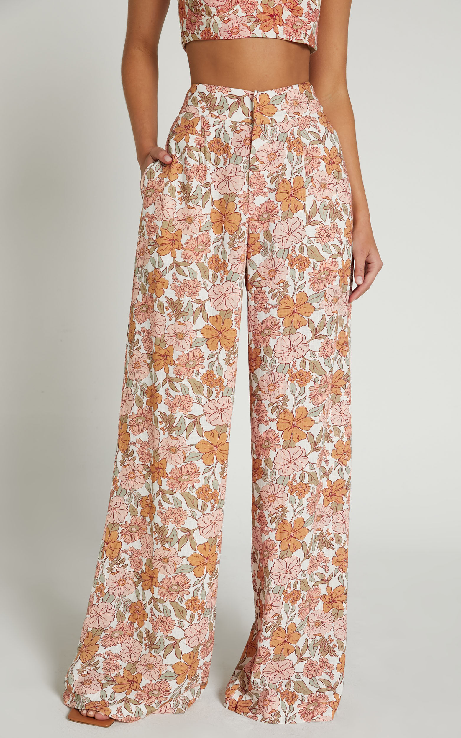 Amalie The Label - Charo High Waisted Wide Leg Pants in Warm White