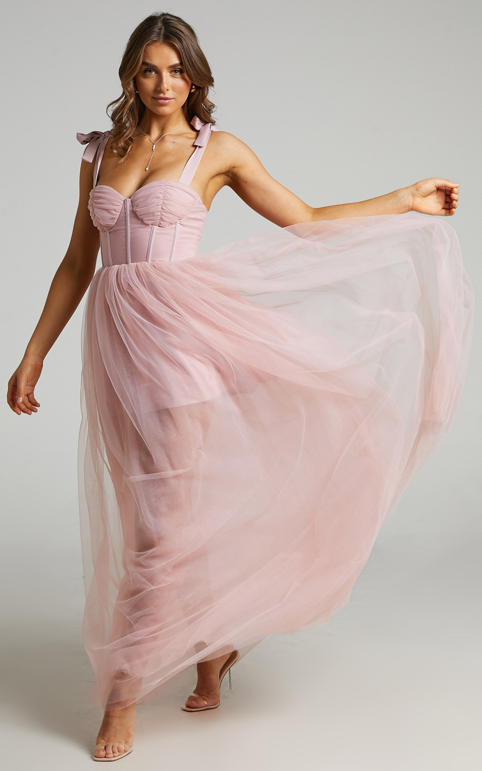 Hot Pink Tulle Bustier Tiered Maxi Dress | Womens | X-Small (Available in S, M, L, XL) | 100% Polyester | Lulus | Prom Dresses