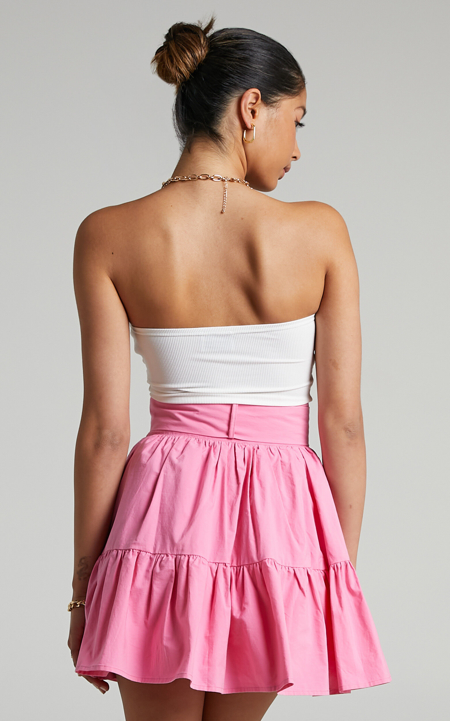 bubblegum pink mini skirt