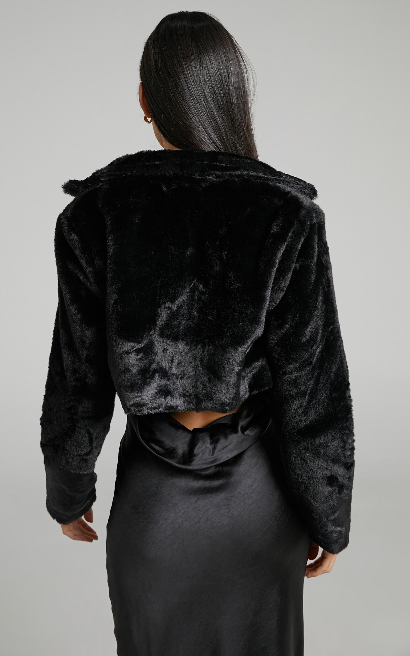 Black Cropped Faux Fur Jacket | Womens | X-Large (Available in XS, S, M, L) | 100% Polyester | Lulus | Women's Tops | Jackets
