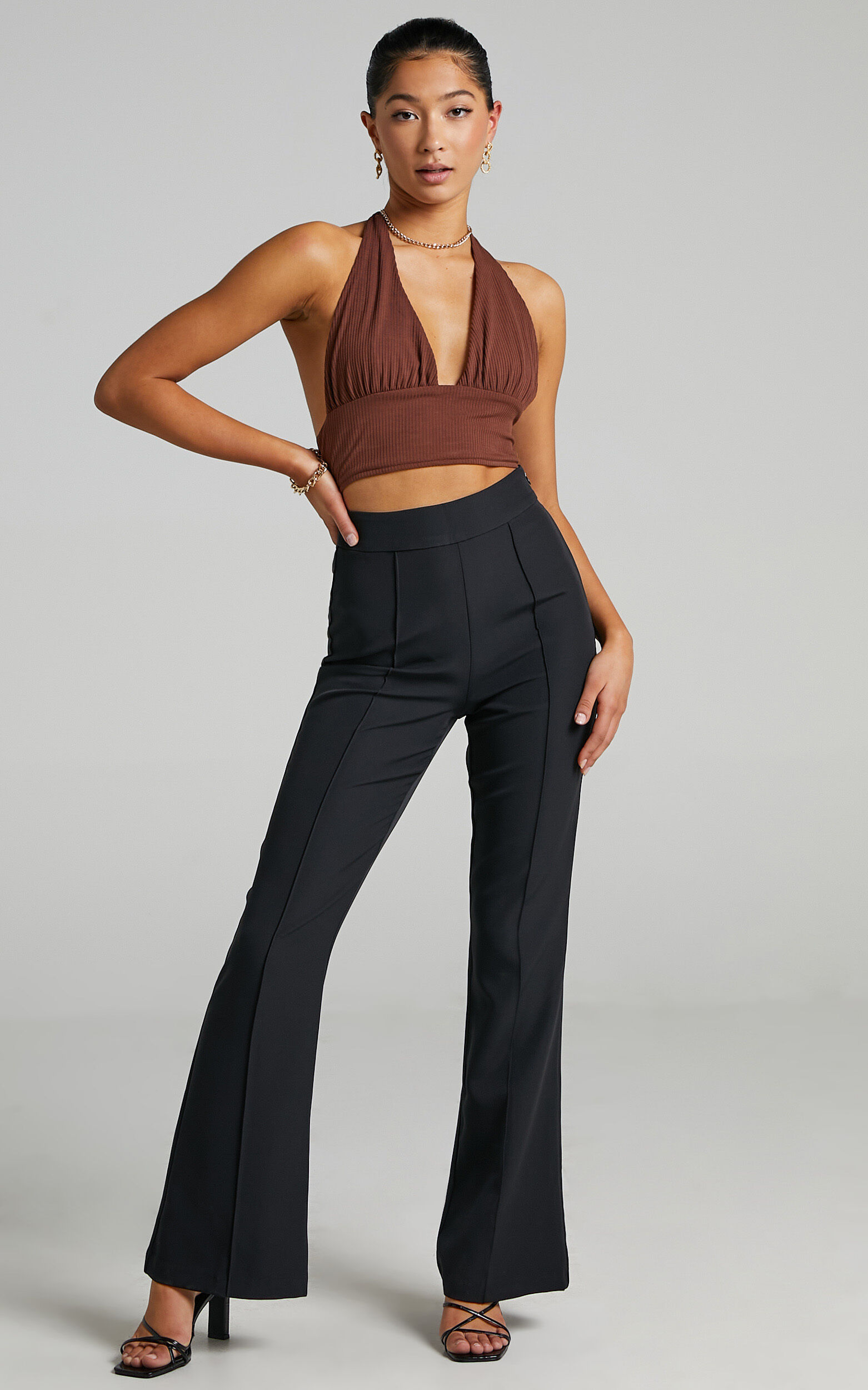 Roschel Pants - High Waisted Flared Pants in Black