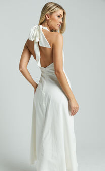 White Midi Dress - Halter Neckline Dress - Tie-Back Dress - Lulus
