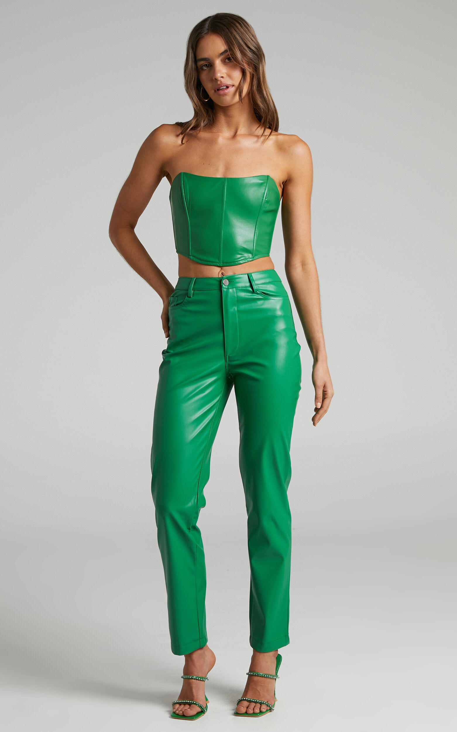 JXKENYA Faux leather pants | Medium Green | JJXX®