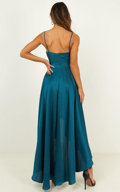 Light The Way Dress In Teal Satin Showpo 1922