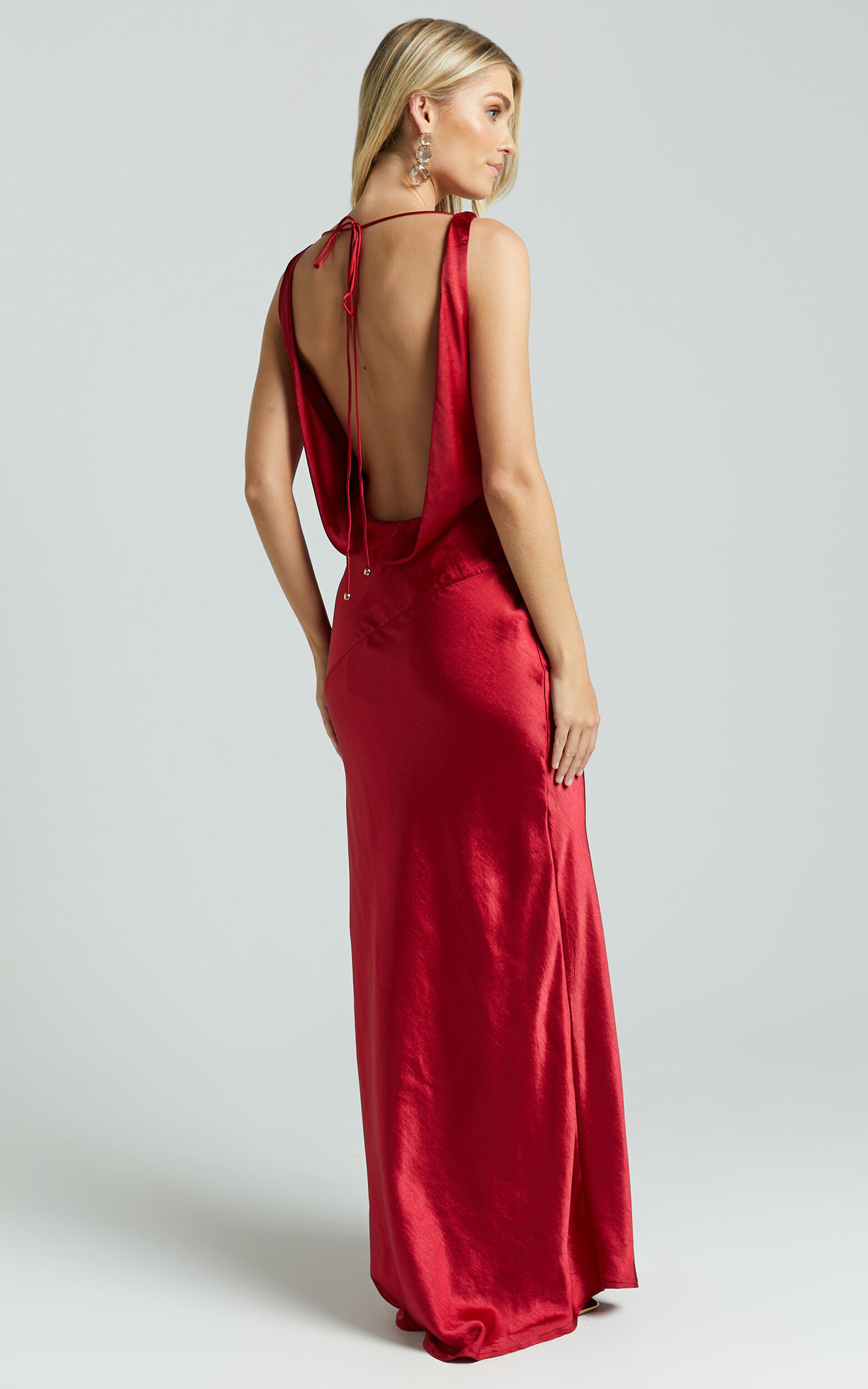 Simple White Evening Gown Cowl Neck Evening Dress Red Carpet