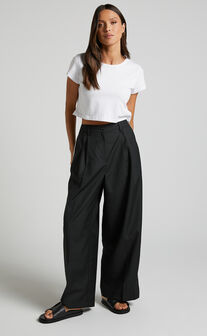 Dilyenne Pant - Mid Waist Straight Leg Faux Leather Pant in