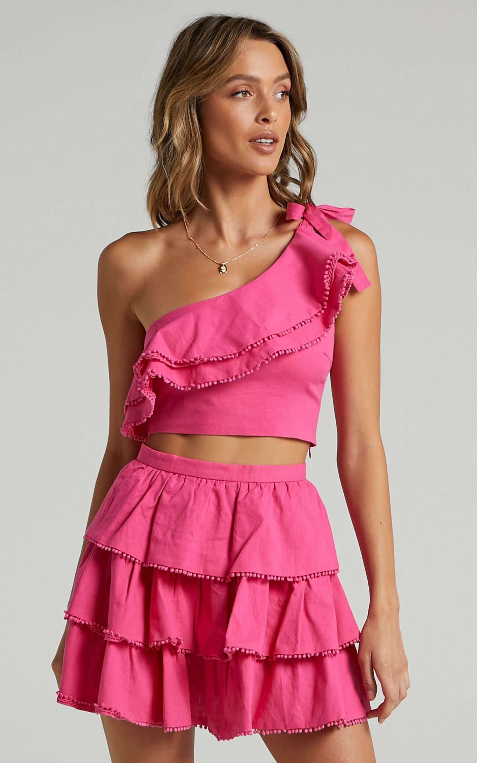 Rooftop Spritz Two Piece Mini Skirt Set in Hot Pink | Showpo USA
