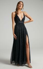 Lady Godiva Dress in Black Glitter Tulle | Showpo