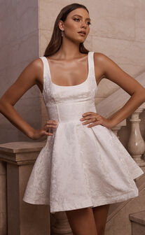 Siofra Mini Dress - Zig Zag Fringe Dress in White