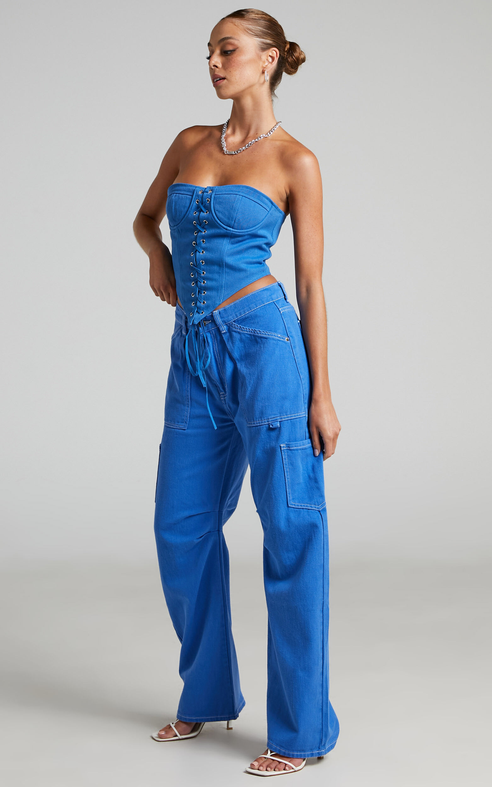 Lioness Miami Vice Pant in Blue | Size Large | 100% Cotton | American Threads