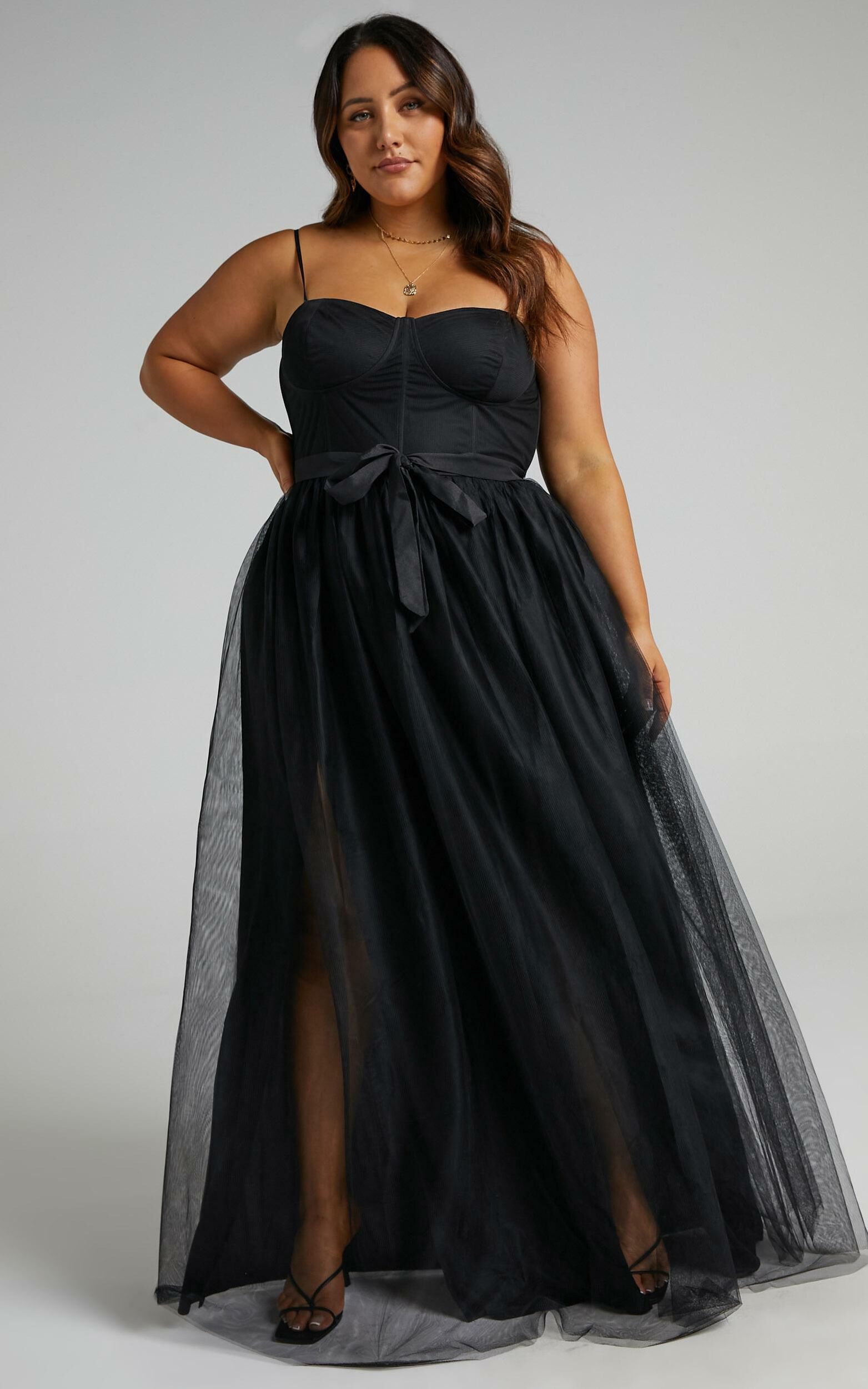 At The Altar Tulle Maxi Dress In Black | Showpo