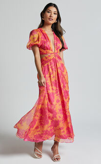 Pink and orange floral clearance dress