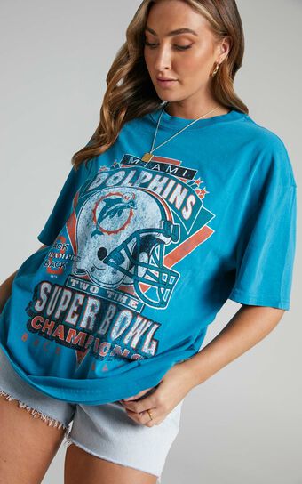 Mitchell & Ness - Miami Dolphins Perfect Season Tee in Faded Teal