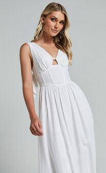 me Women's Linen Blend Midi Shirt Dress - White - Size 10