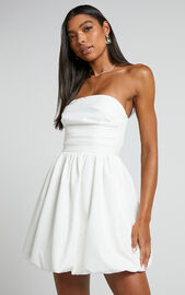 Shaima Strapless Mini Dress in White | Showpo USA