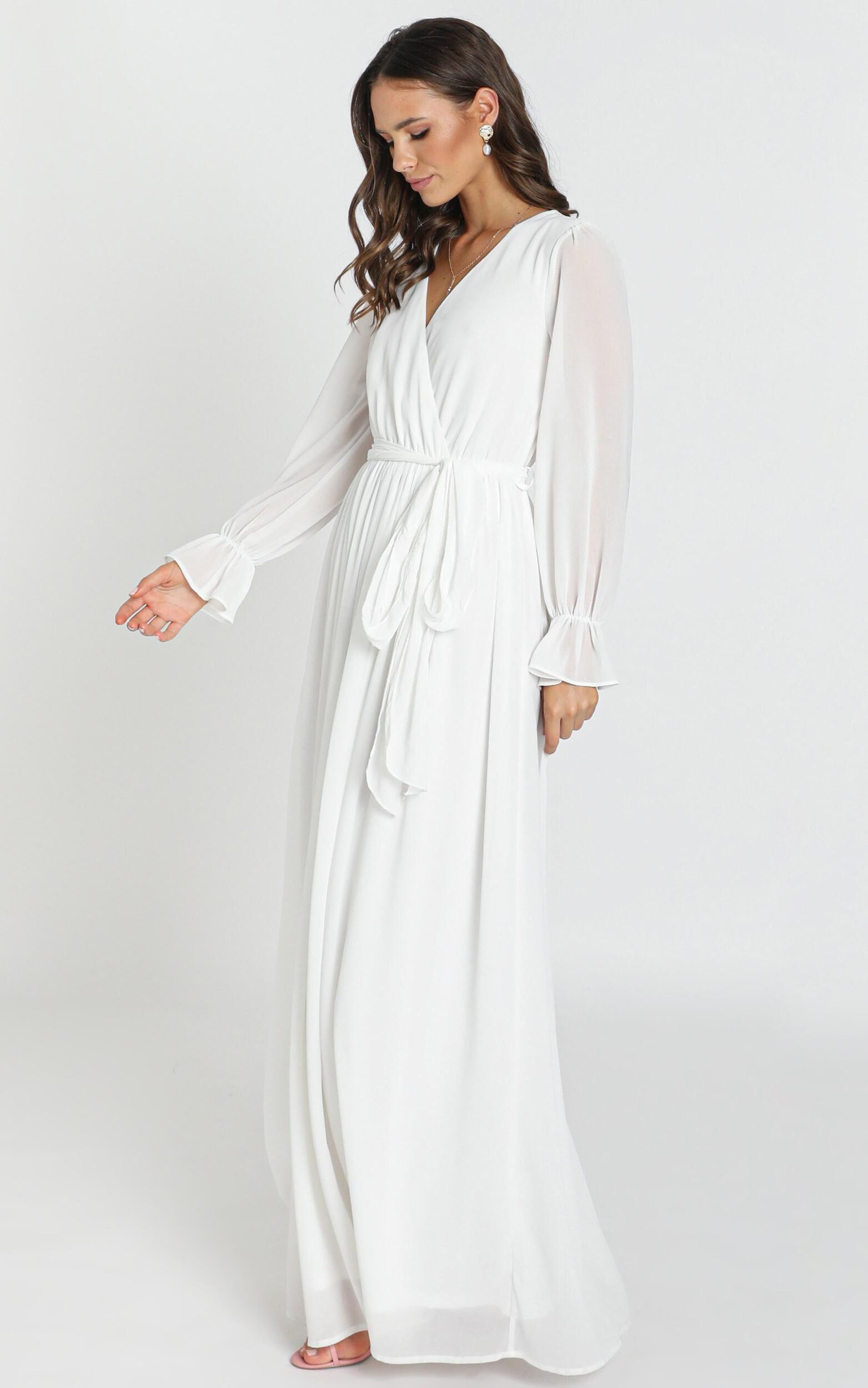 In Love Long Sleeve Maxi Dress In White | Showpo USA