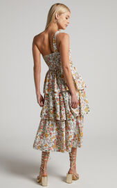 Caro One Shoulder Tiered Mini Dress in Multi Floral | Showpo USA