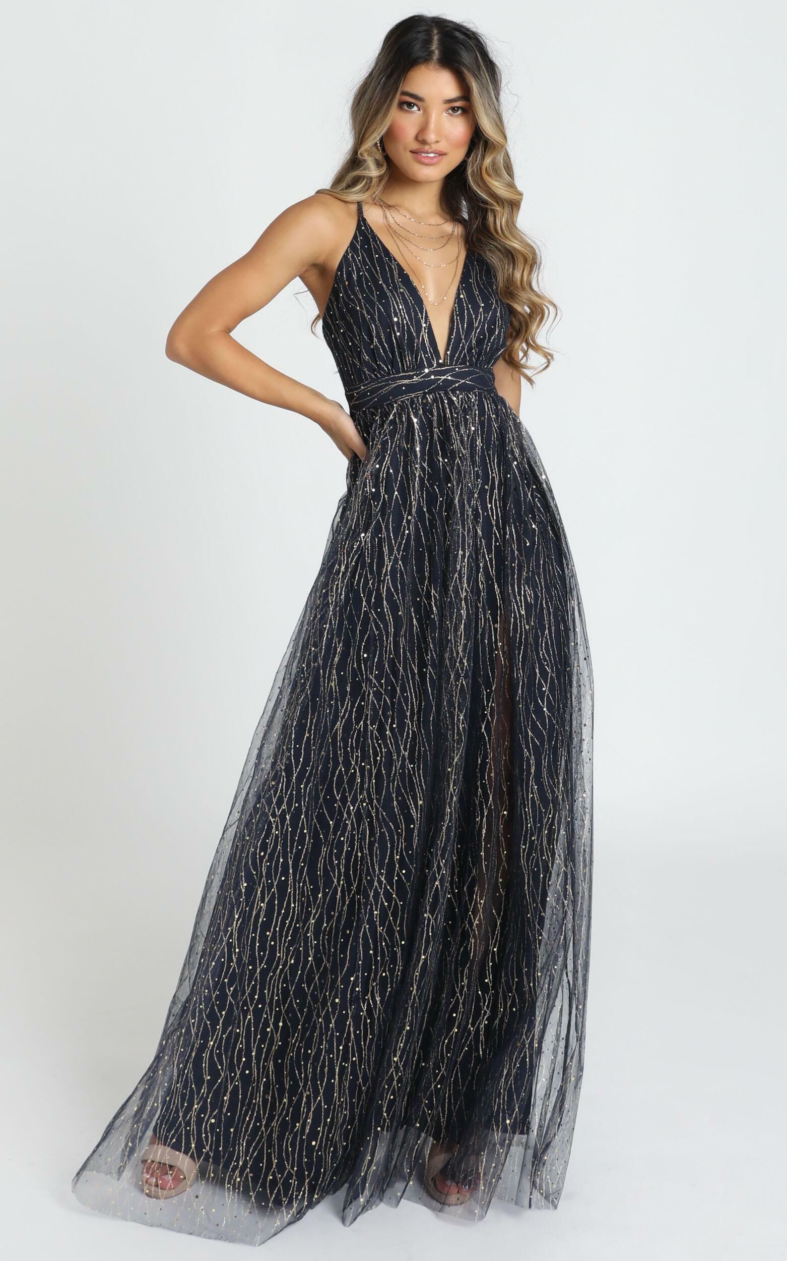 promenade maxi dress in navy