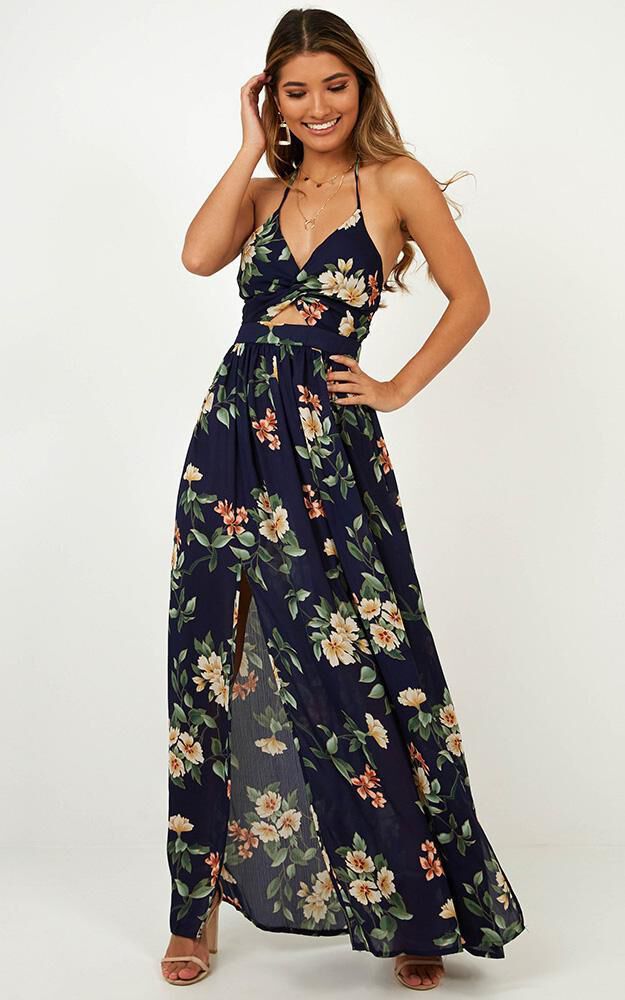 promenade maxi dress in navy