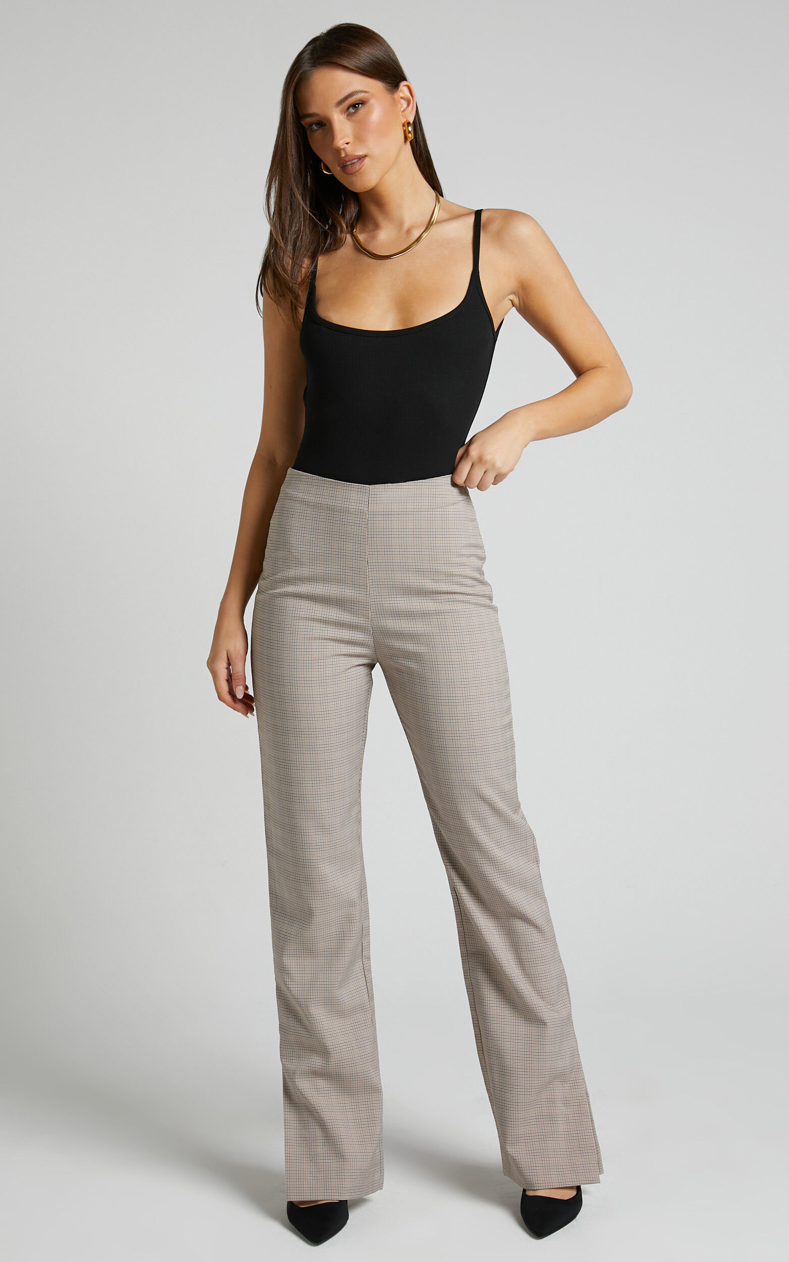 Yours wide leg pants with side split in stone  ASOS