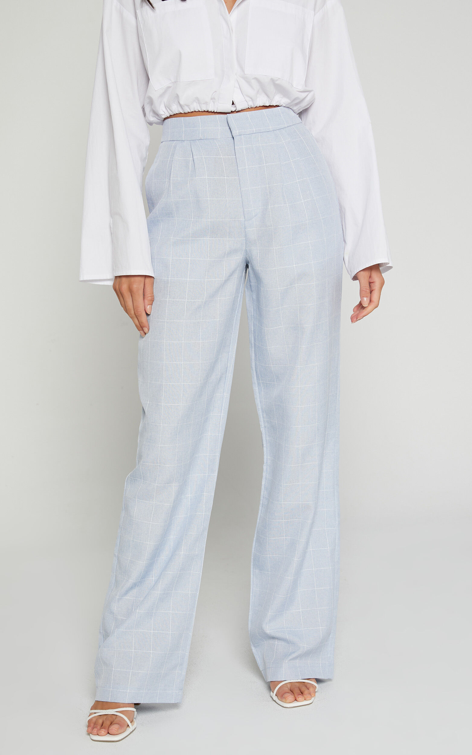 Hollie Tailored Pant - High Waisted Relaxed Straight Leg in Light