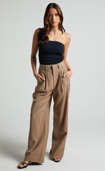 Tilly Pants - Elasticated Drawstring Relaxed Linen Pants in Beige