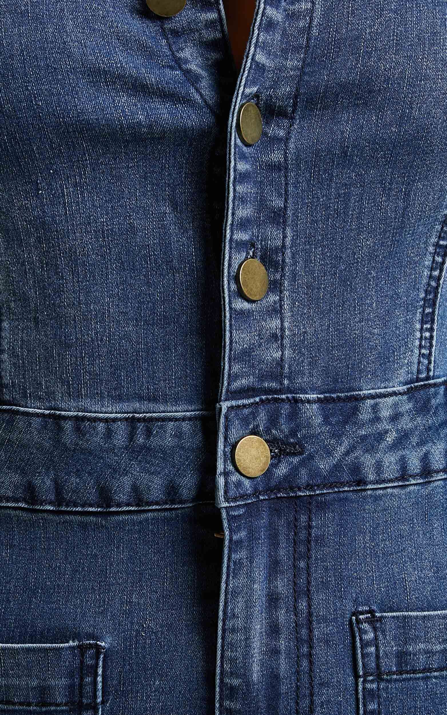 Soft Short Sleeve Denim Jumpsuit, Jeans