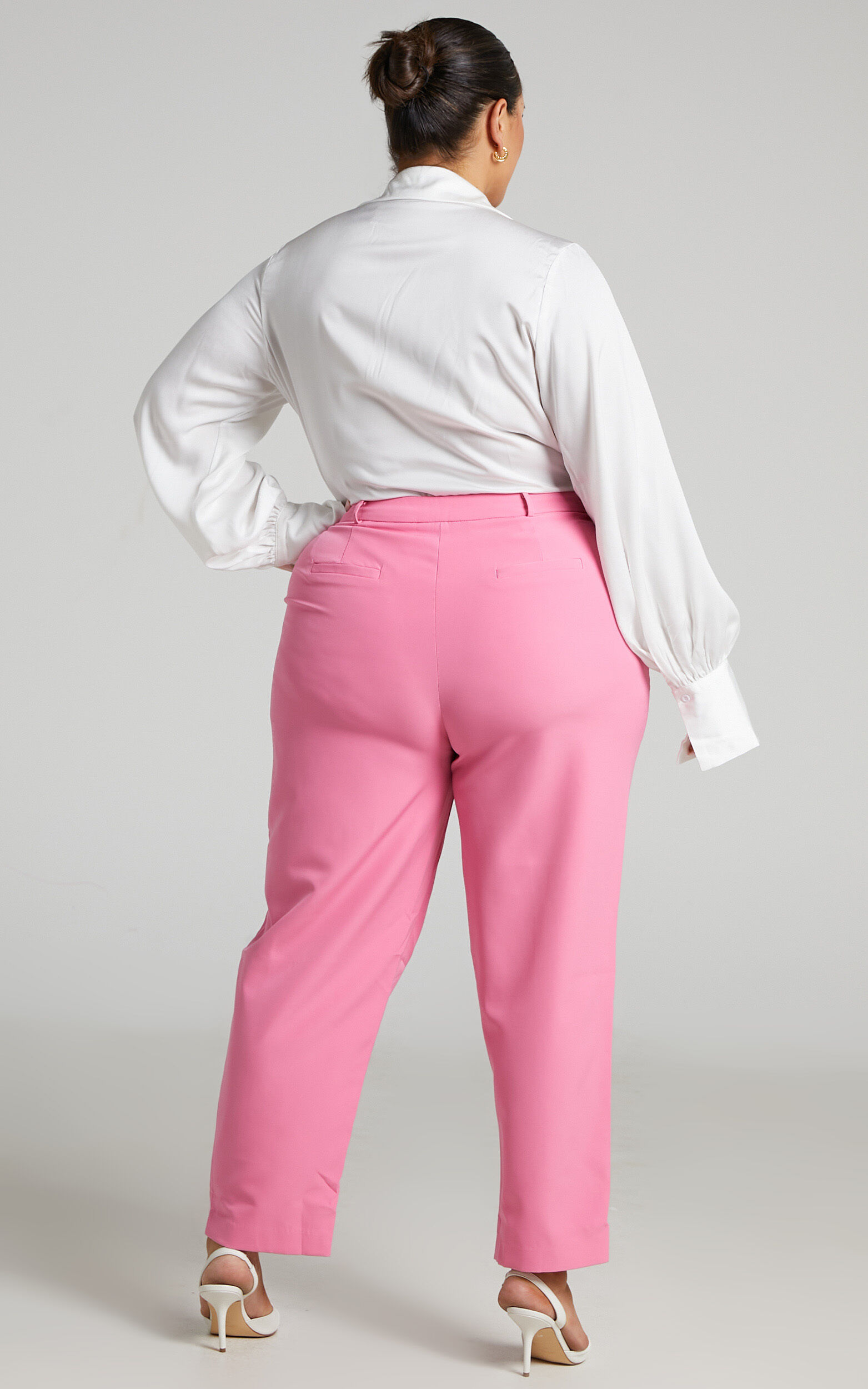 Hermie Pants - High Waisted Cropped Tailored Pants in Pink