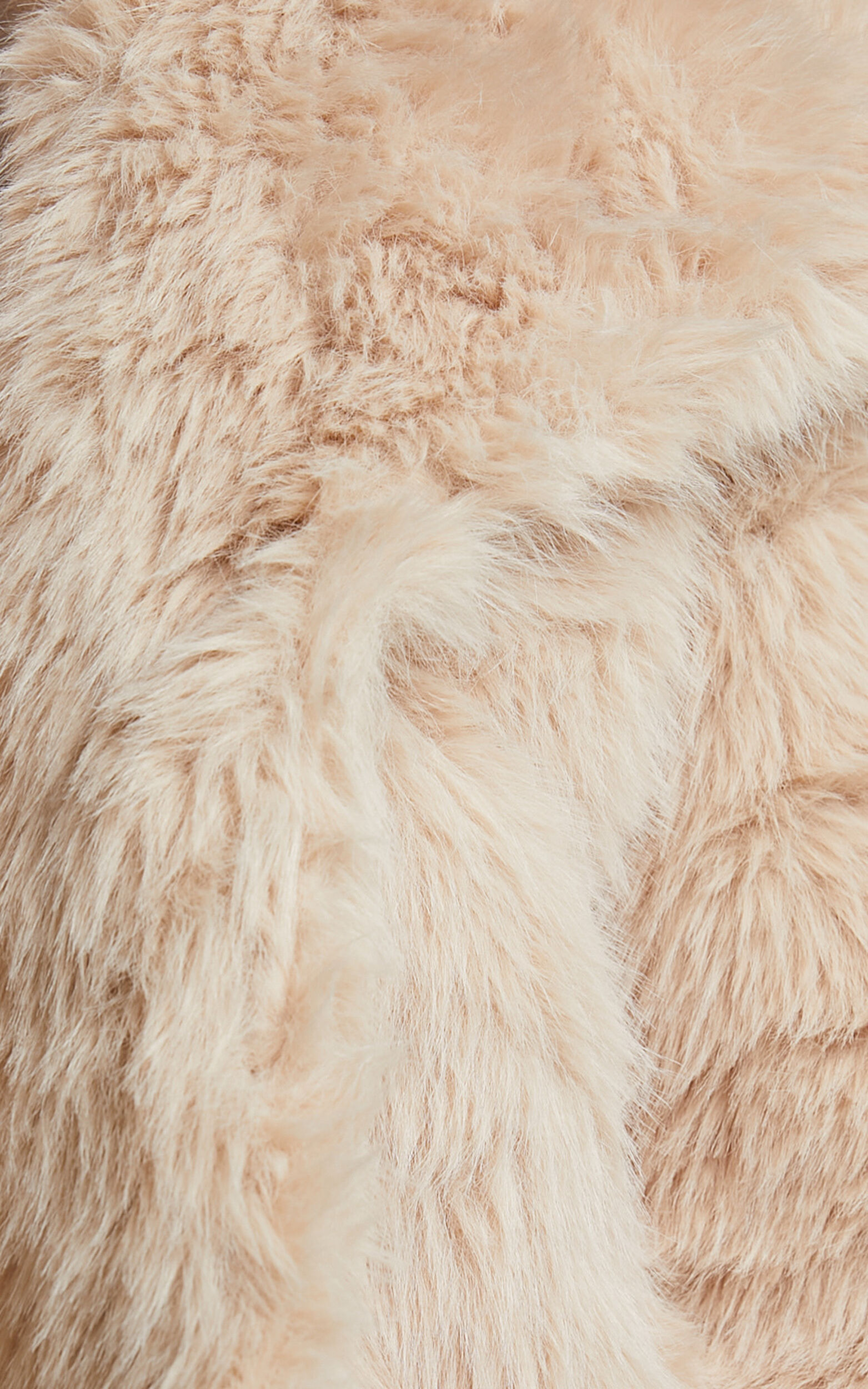 Nude Cropped Faux Fur Jacket Blush Fluffy Jacket Beige 