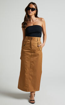 Maxi skirt Naked Wardrobe Brown size XL International in Viscose