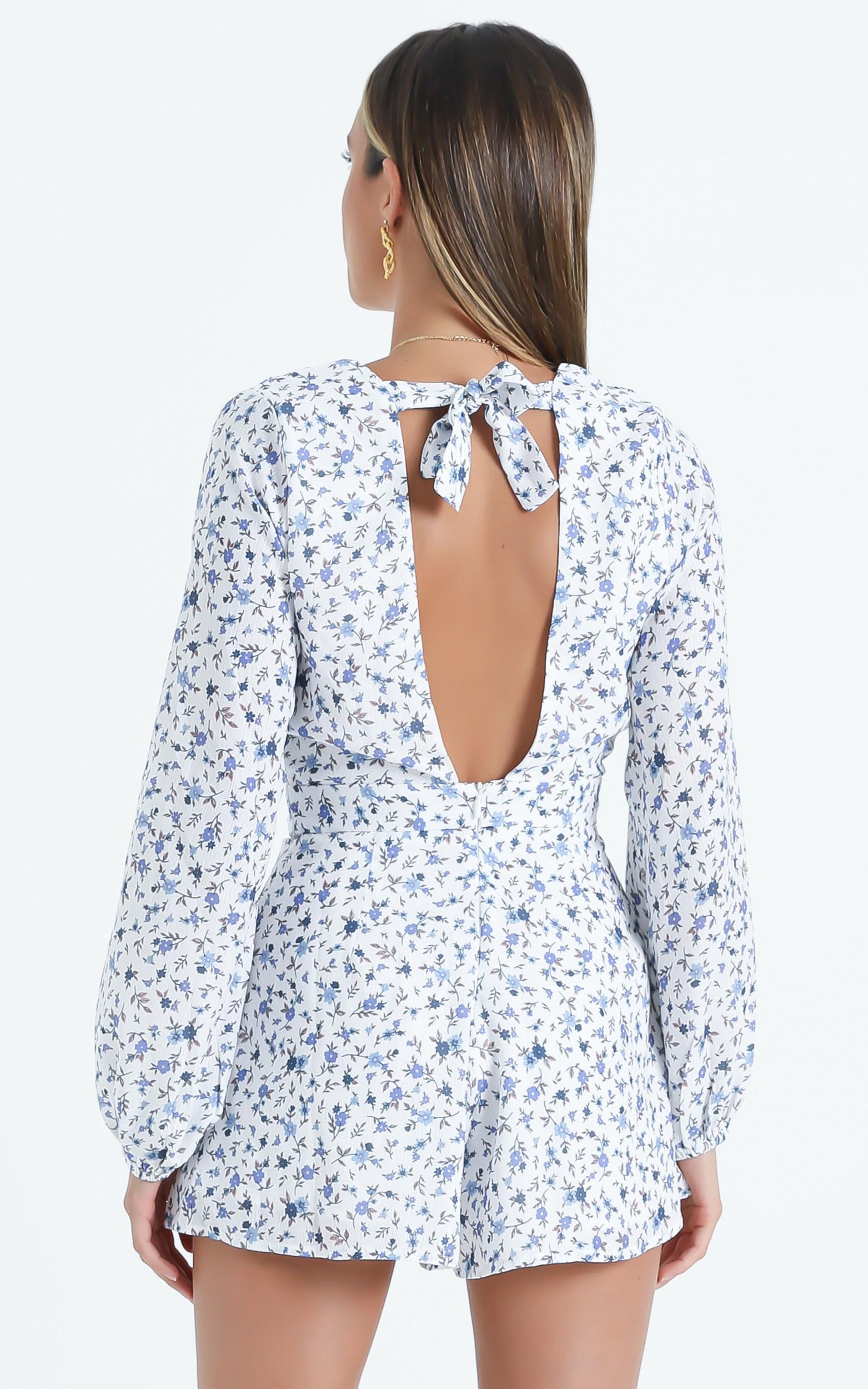 white floral wrap blazer playsuit