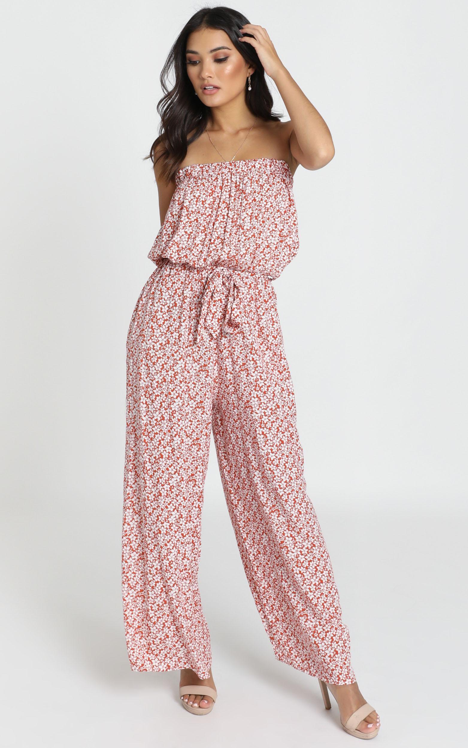 pink strapless jumpsuit