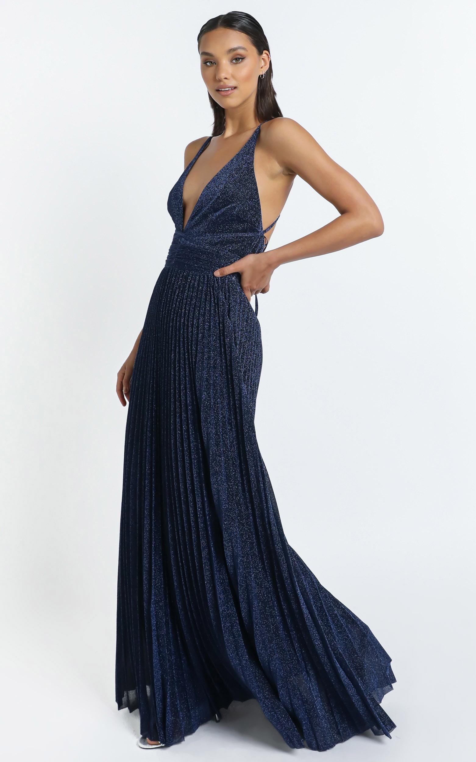 Win The Lotto Maxi Dress In Navy Lurex | Showpo USA