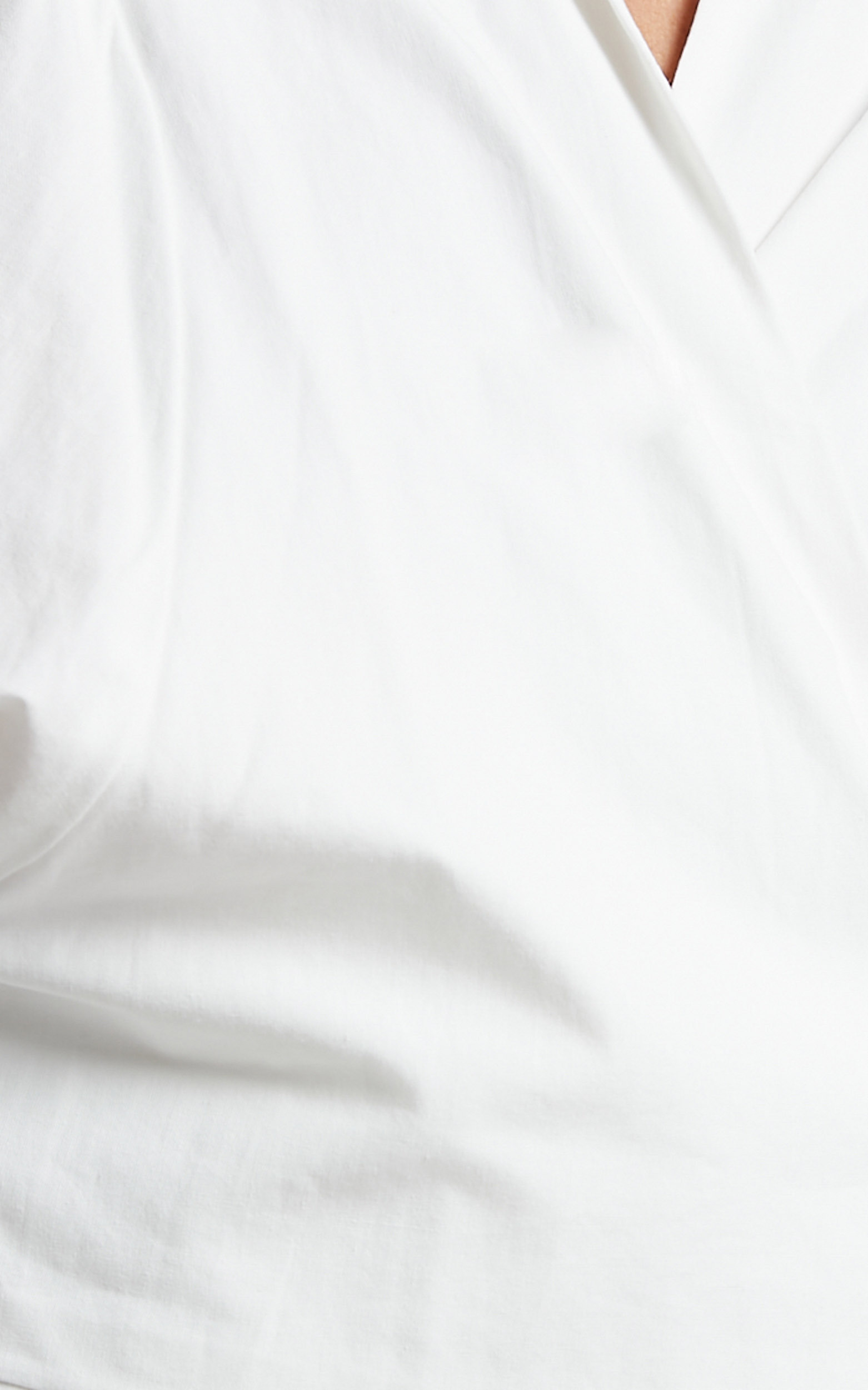 Merabelle Shirt - Puff Sleeve Cropped Wrap Shirt in White | Showpo USA
