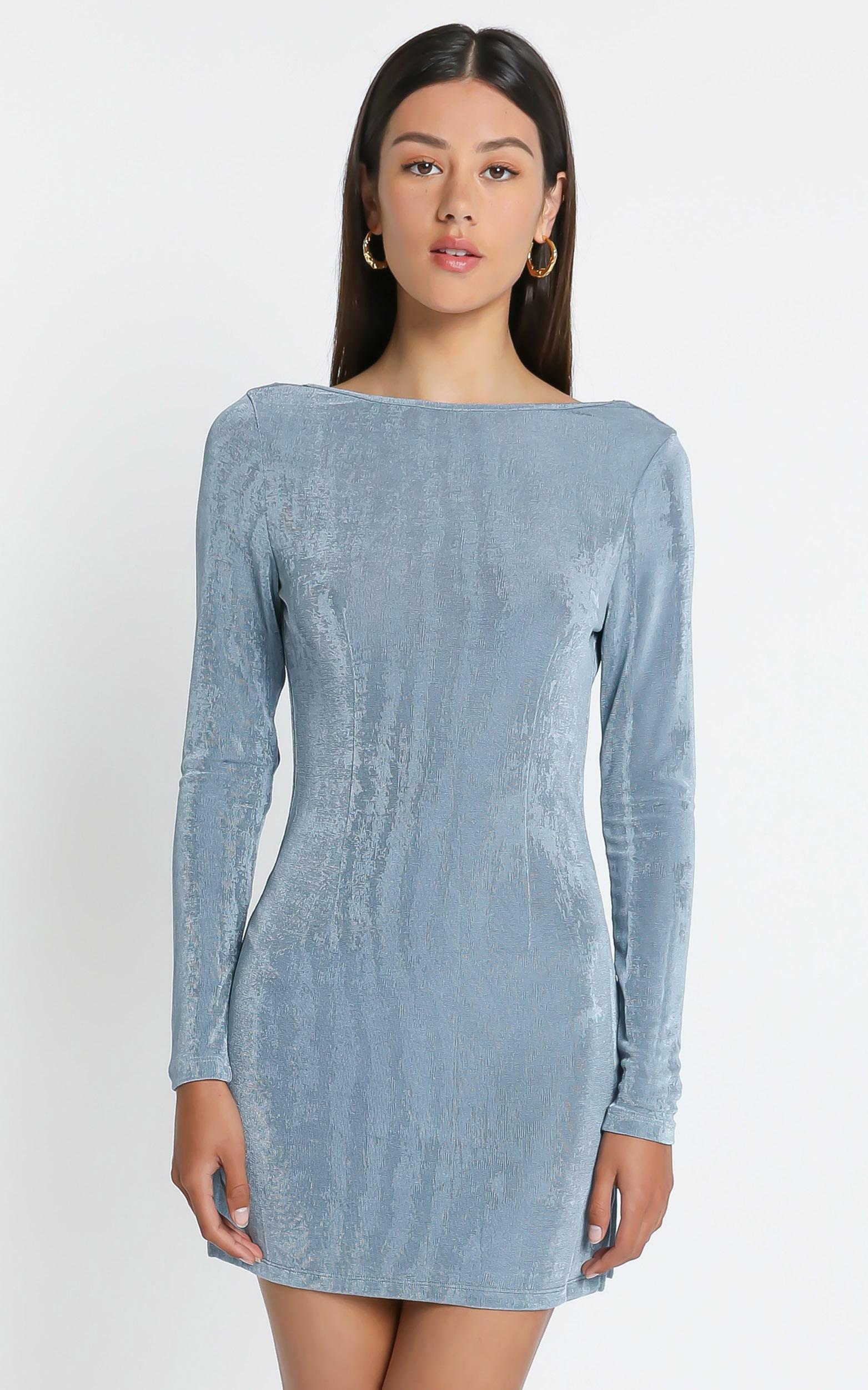 dusty blue mini dress