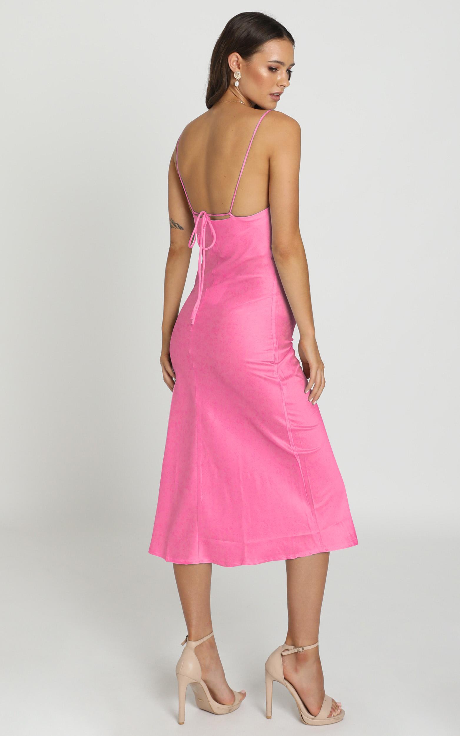 Regina Satin Slip Dress In Hot Pink