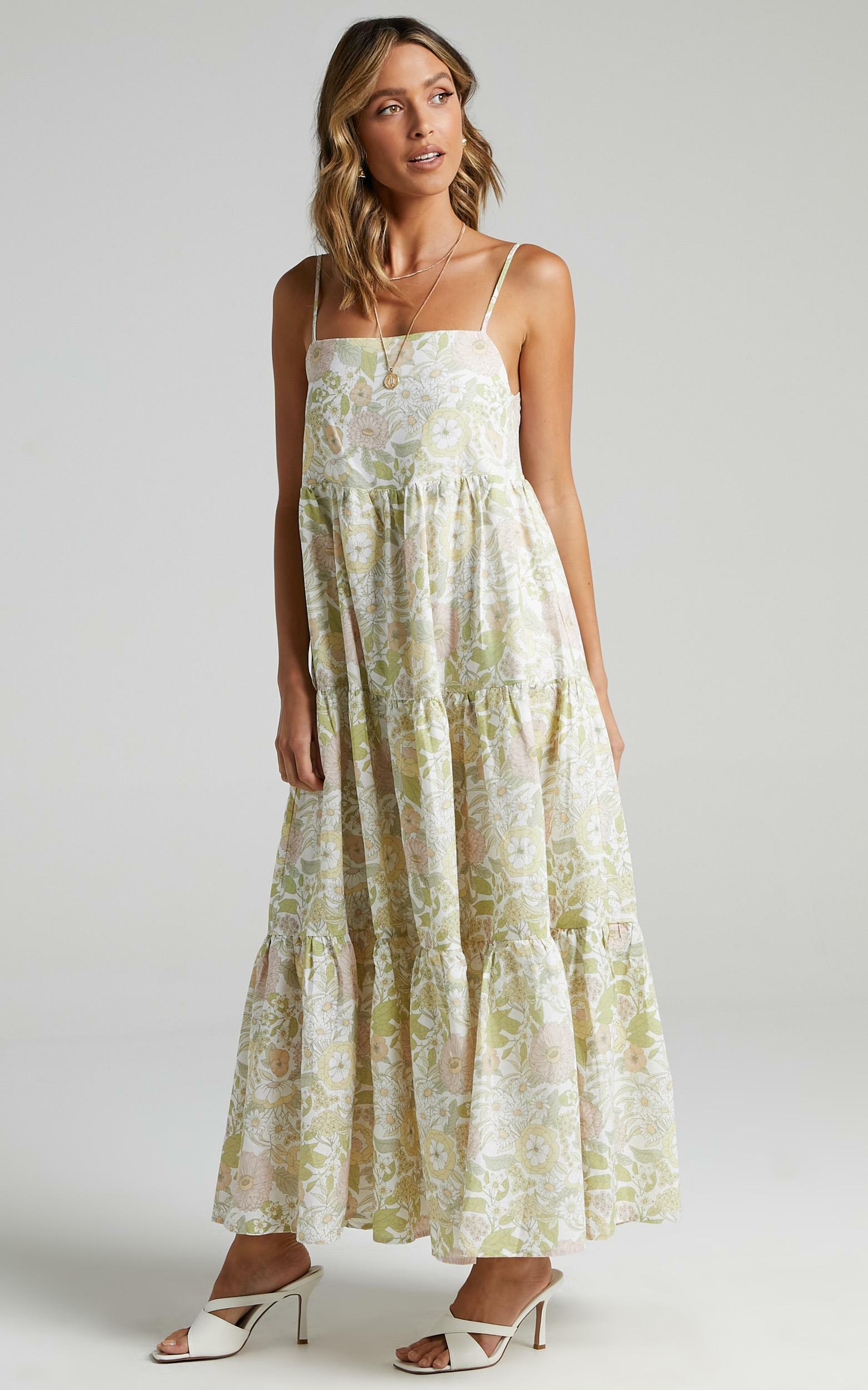 Charlie Holiday - Isabella Maxi Dress in Forest Olive Floral | Showpo