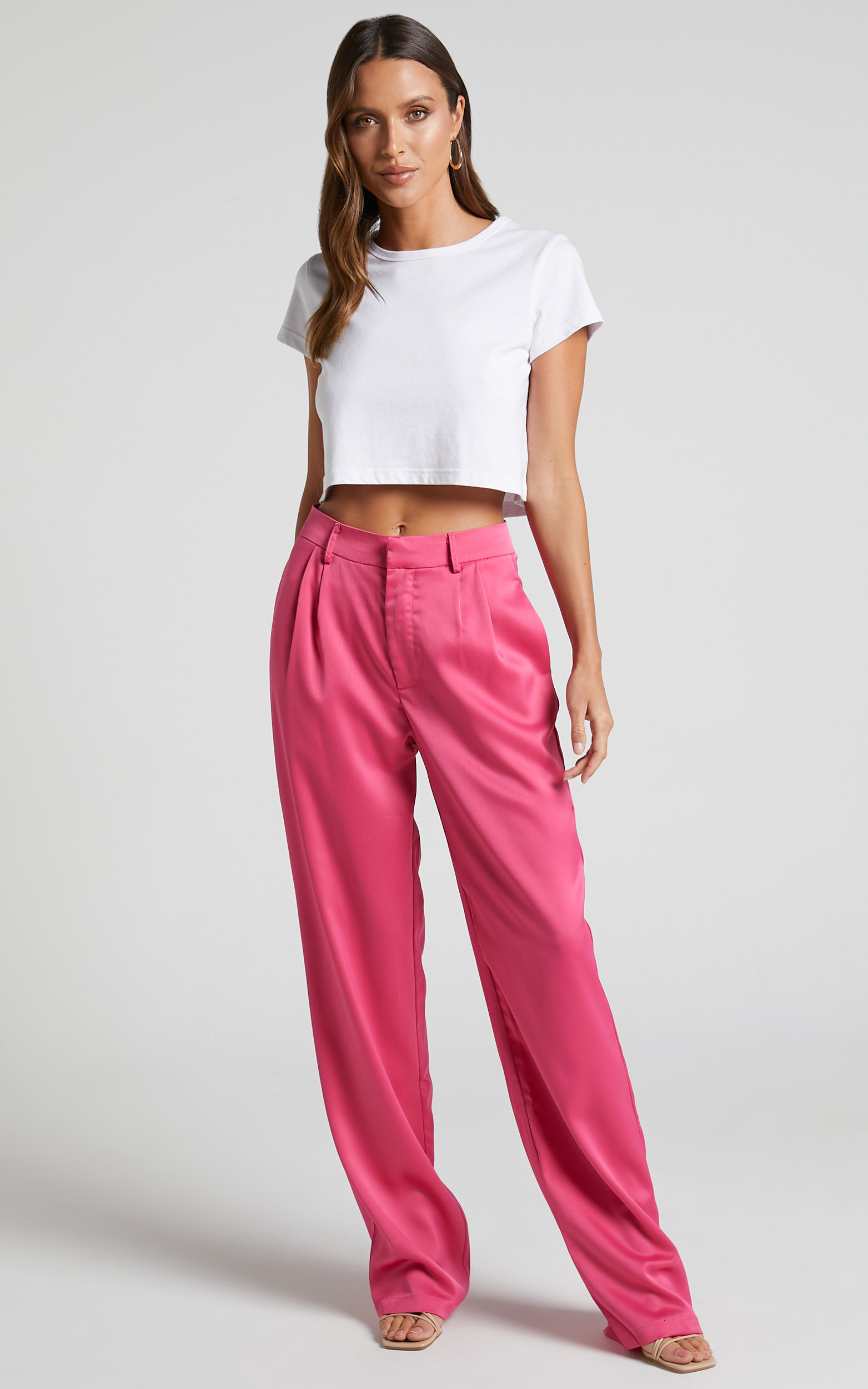 Jannie Pants - High Waist Tailored Pants in Pink | Showpo