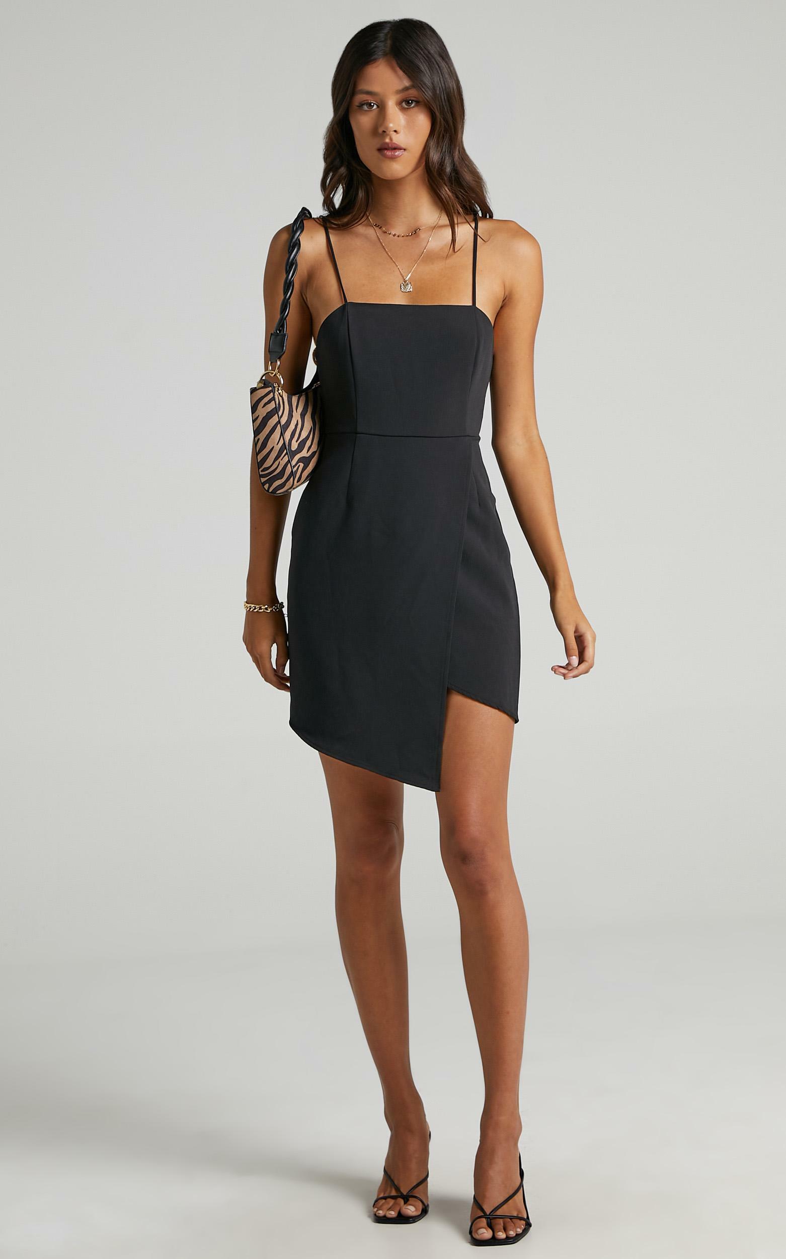 Black Dress - LBD - Pleated Bodycon Mini Dress - Sleeveless Dress